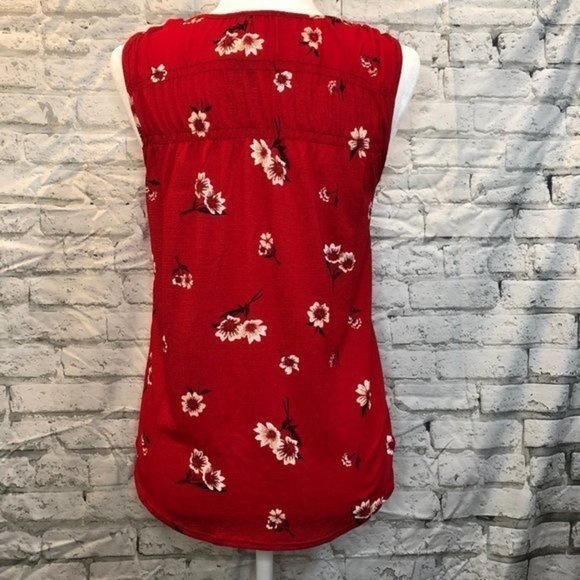 MAURICES Red Floral Lace Up Tank Top Small - Picture 8 of 10